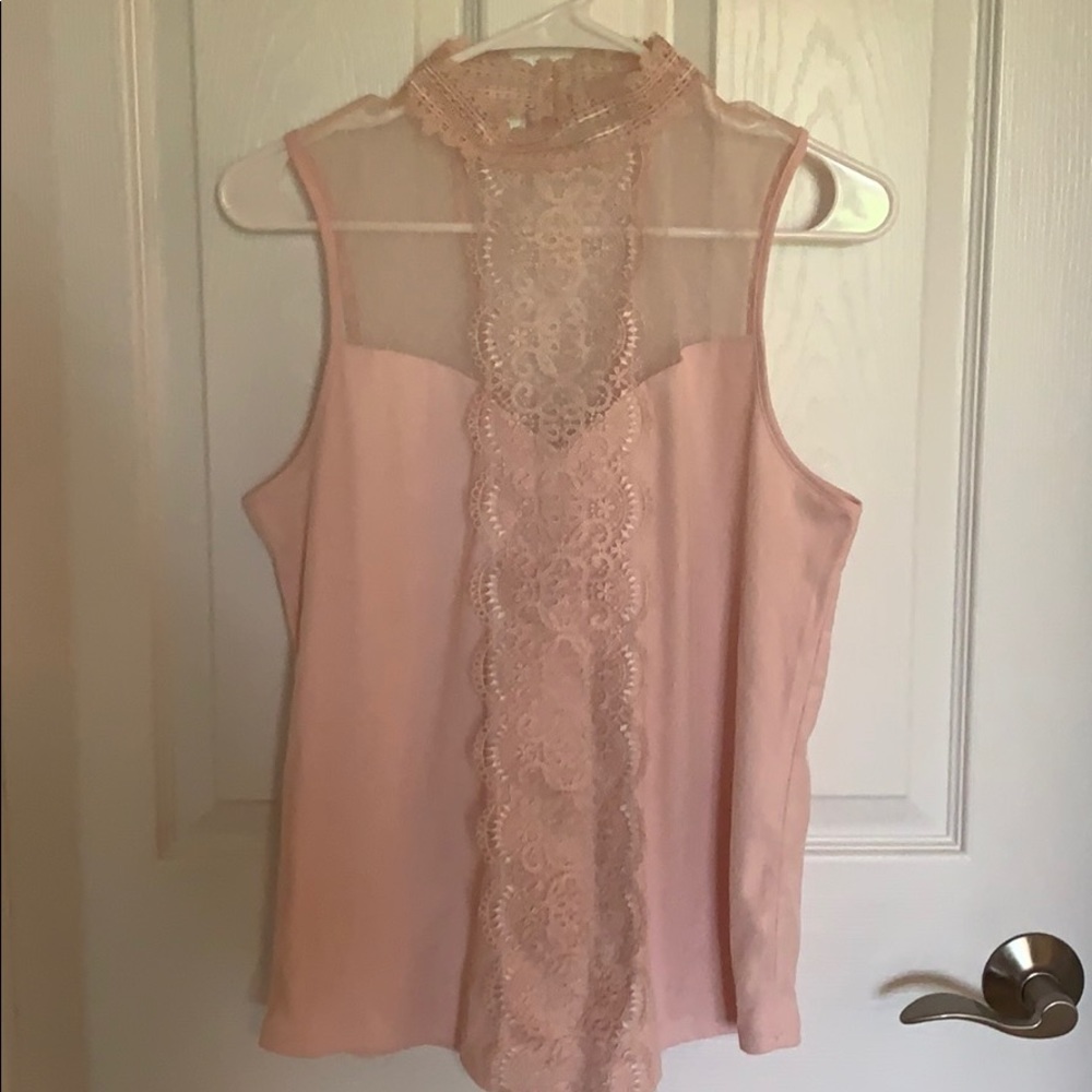 BUY NOW - garage sale Lace Pink High Neck Tank